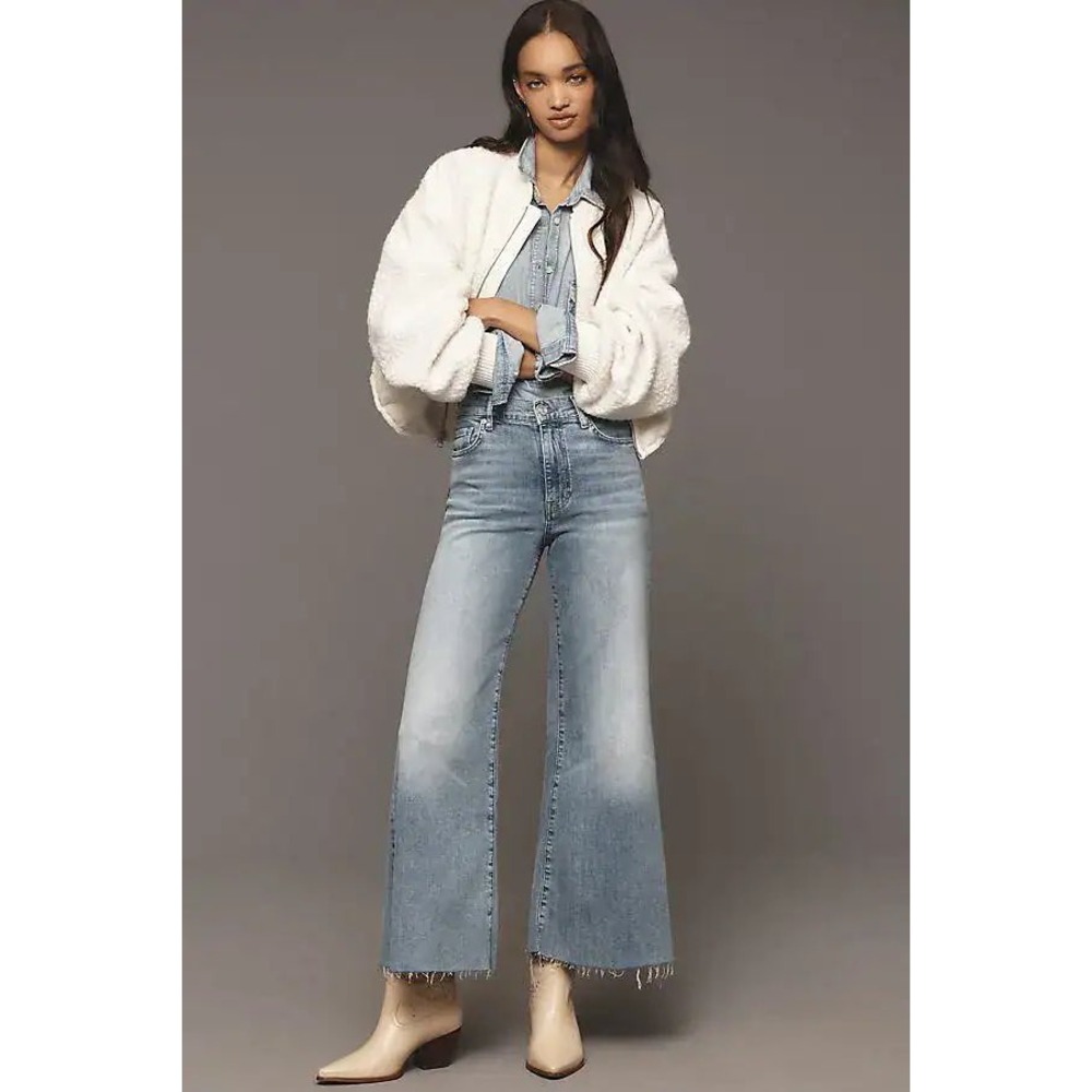 Frame Le Palazzo Crop Jeans Whimsy High Rise Wide Leg Raw Hem 24 LPPCRF793